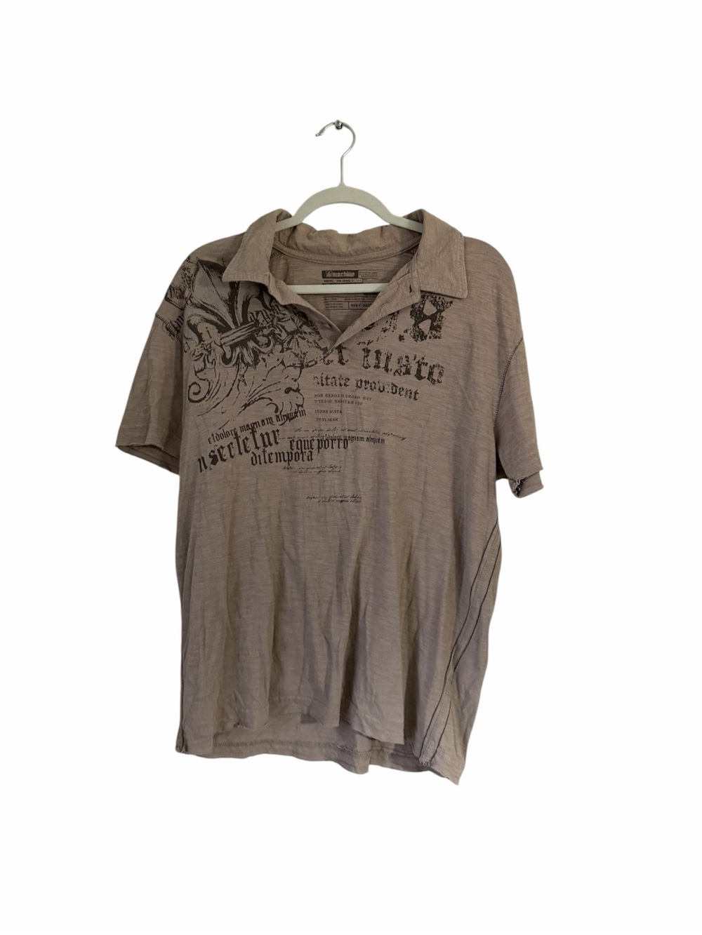 Machine Taupe Graphic Short-Sleeve Polo